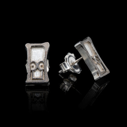 Everyman Smile Studs in Silver & Black Rhodium