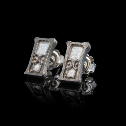 Everyman Smile Studs in Silver & Black Rhodium