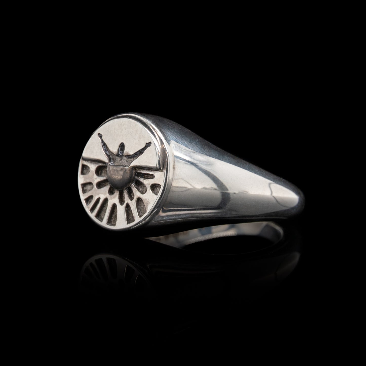 Let Me Show You The World In My Eyes Signet Ring in Silver & Black Rhodium