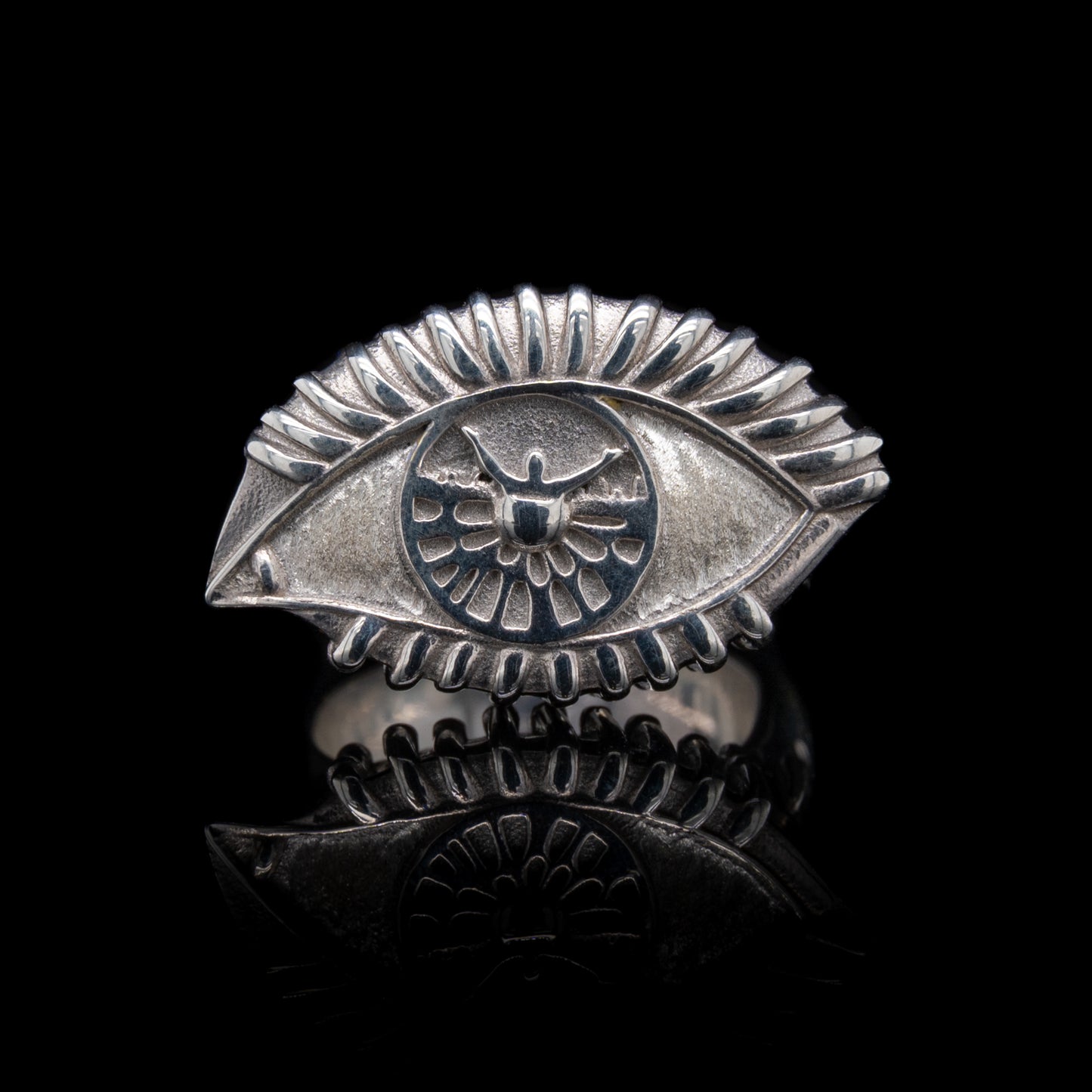 A Vision Etched In Starlight Full Eye Statement Ring in Silver