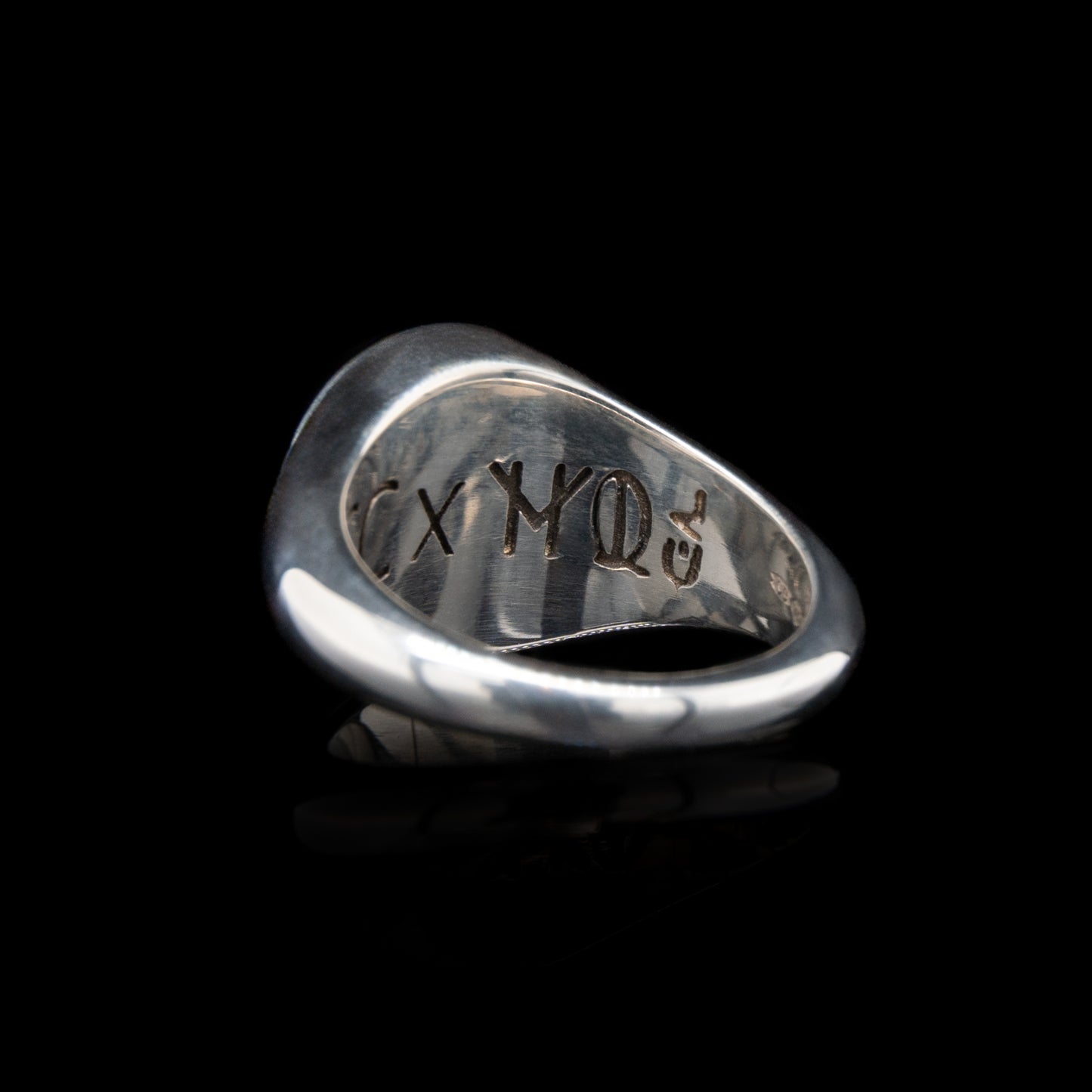 Let Me Show You The World In My Eyes Signet Ring in Silver with Black Diamond