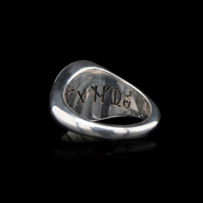 Let Me Show You The World In My Eyes Signet Ring in Silver with Black Diamond
