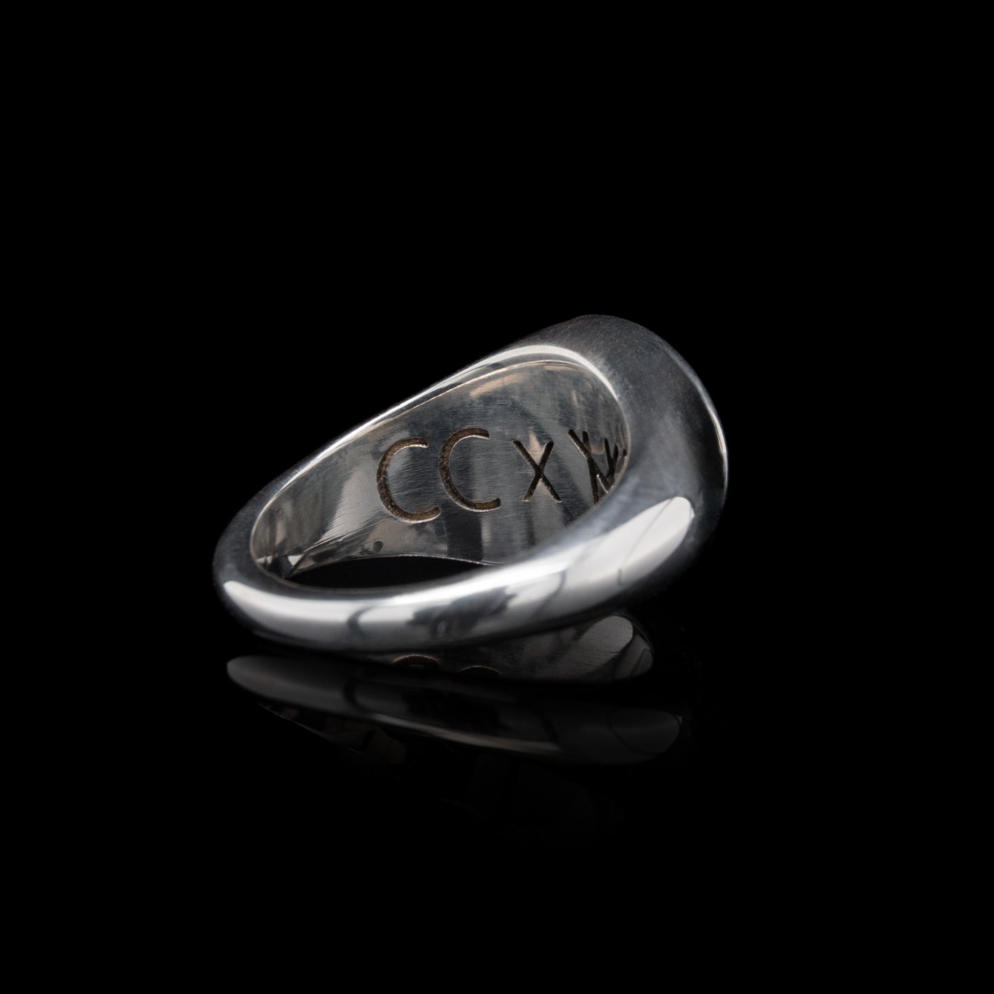 Let Me Show You The World In My Eyes Signet Ring in Silver with Black Diamond
