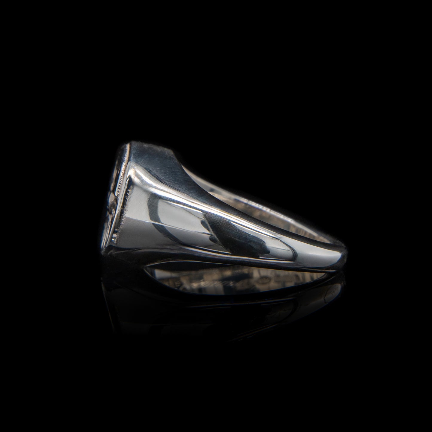 Let Me Show You The World In My Eyes Signet Ring in Silver with Black Diamond