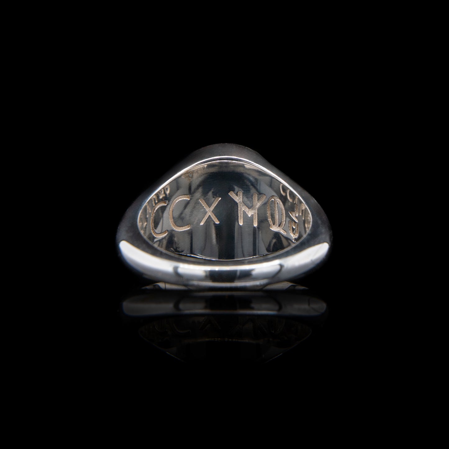 Let Me Show You The World In My Eyes Signet Ring in Silver & Black Rhodium