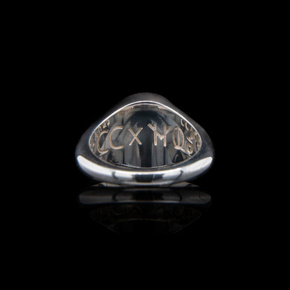 Let Me Show You The World In My Eyes Signet Ring in Silver & Black Rhodium