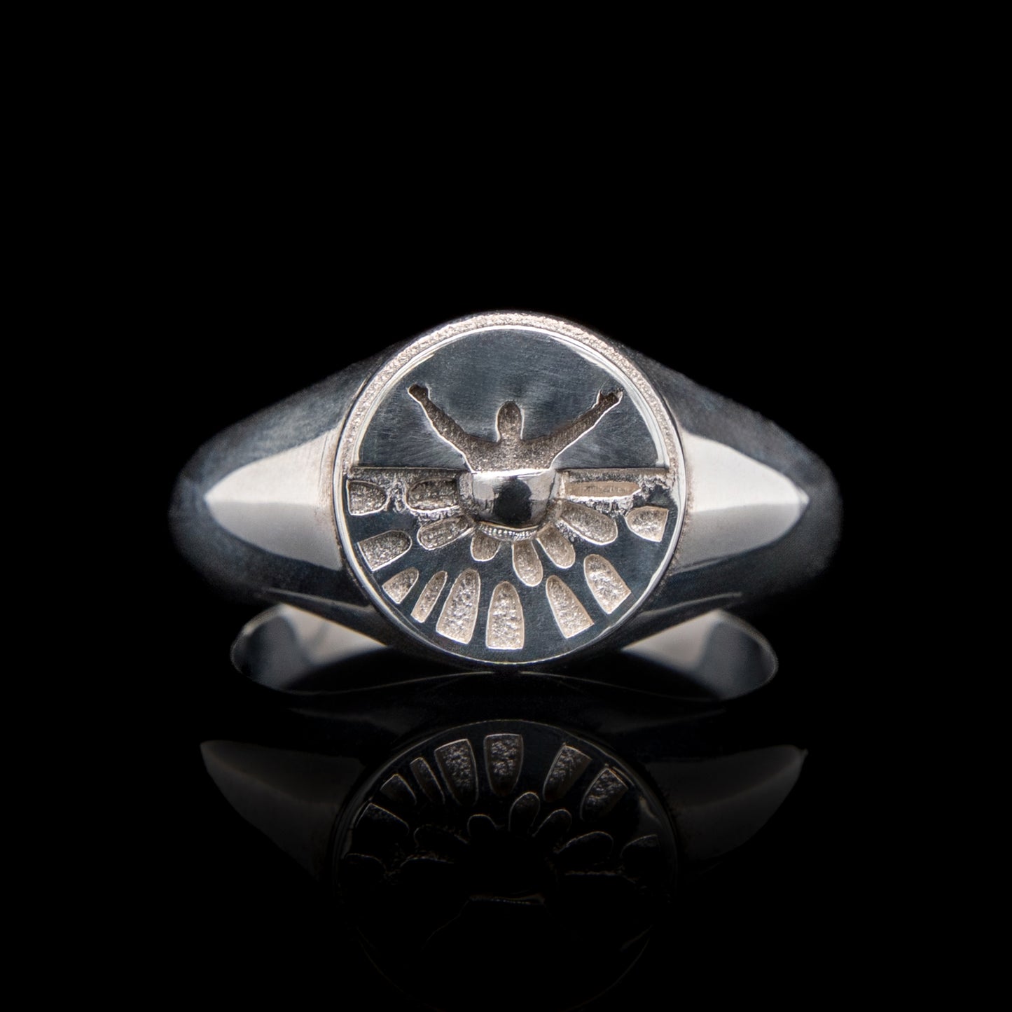 Let Me Show You The World In My Eyes Signet Ring in Silver & Black Rhodium