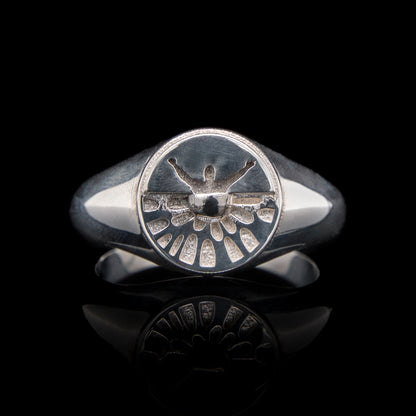 Let Me Show You The World In My Eyes Signet Ring in Silver & Black Rhodium