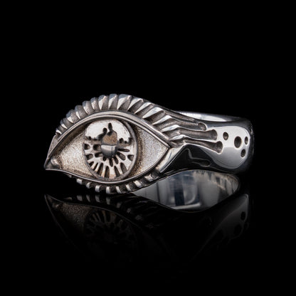 A Vision Etched In Starlight Full Eye Statement Ring in Silver & Black Rhodium