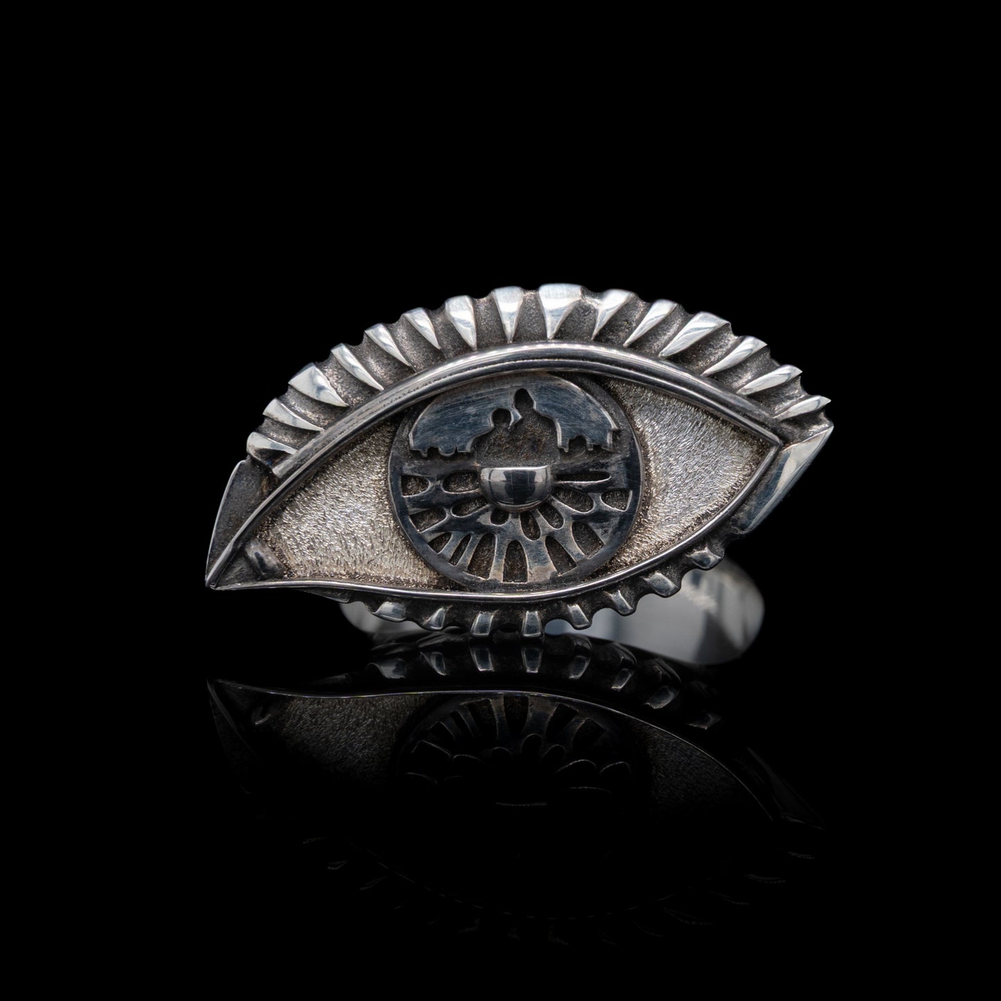 A Vision Etched In Starlight Full Eye Statement Ring in Silver & Black Rhodium