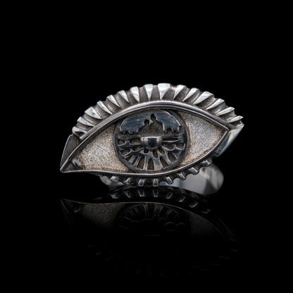 A Vision Etched In Starlight Full Eye Statement Ring in Silver & Black Rhodium