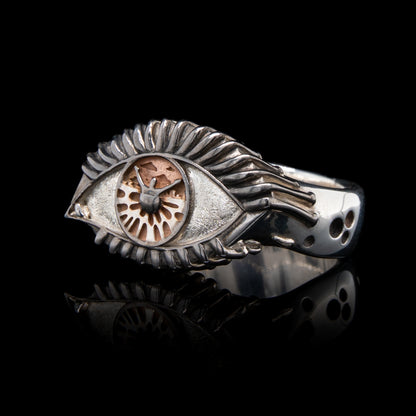 A Vision Etched In Starlight Full Eye Statement Ring in Silver with Rose Gold