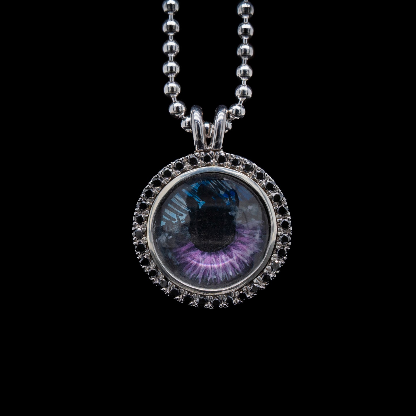 A Glance That Stops Me Hand Painted Pendant with Black Diamonds