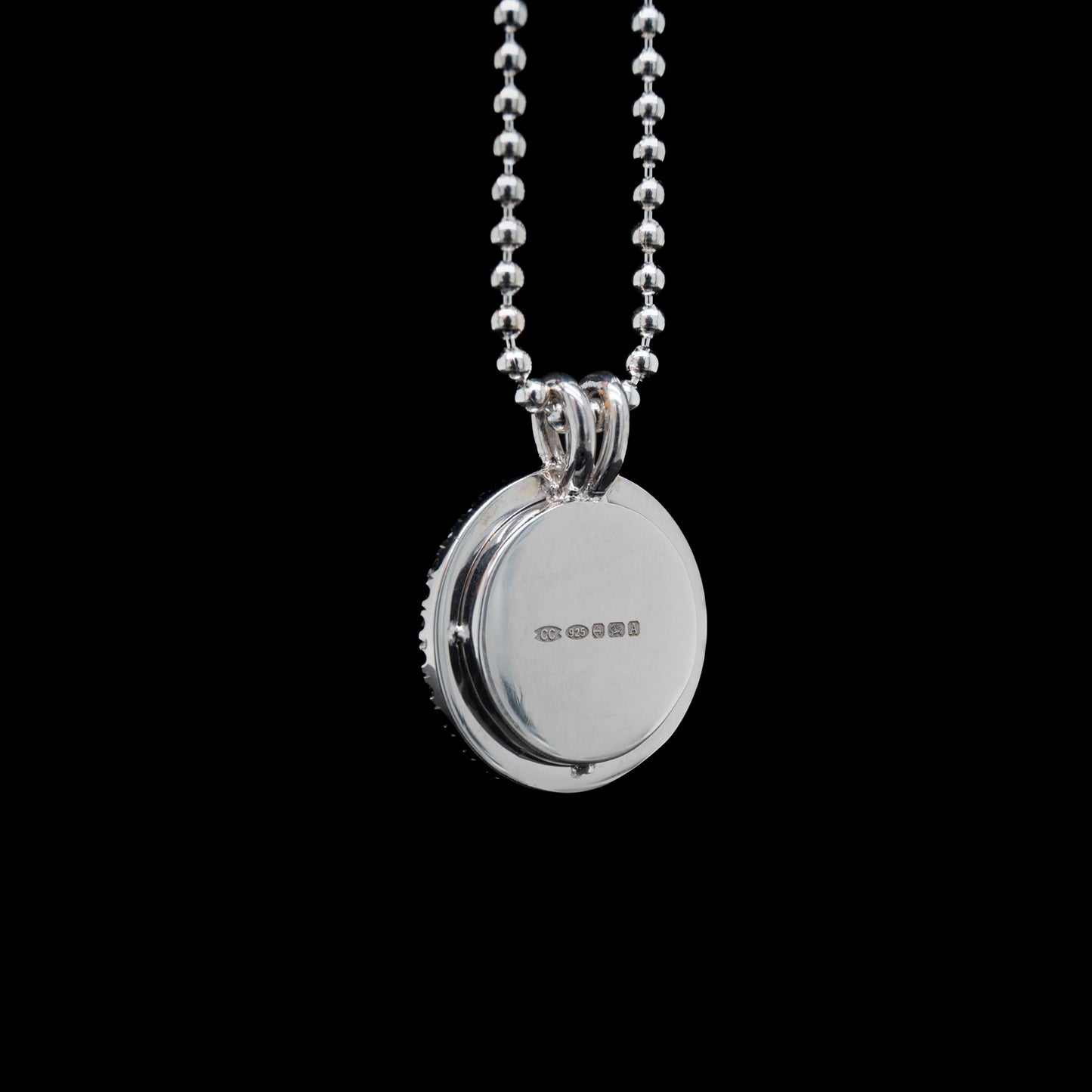 A Glance That Stops Me Hand Painted Pendant with Black Diamonds