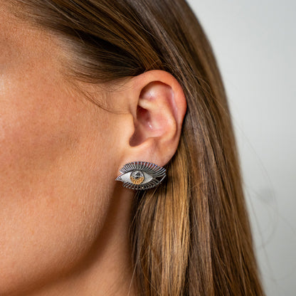 Once In A Lifetime Eye Stud Earrings with Gold Iris