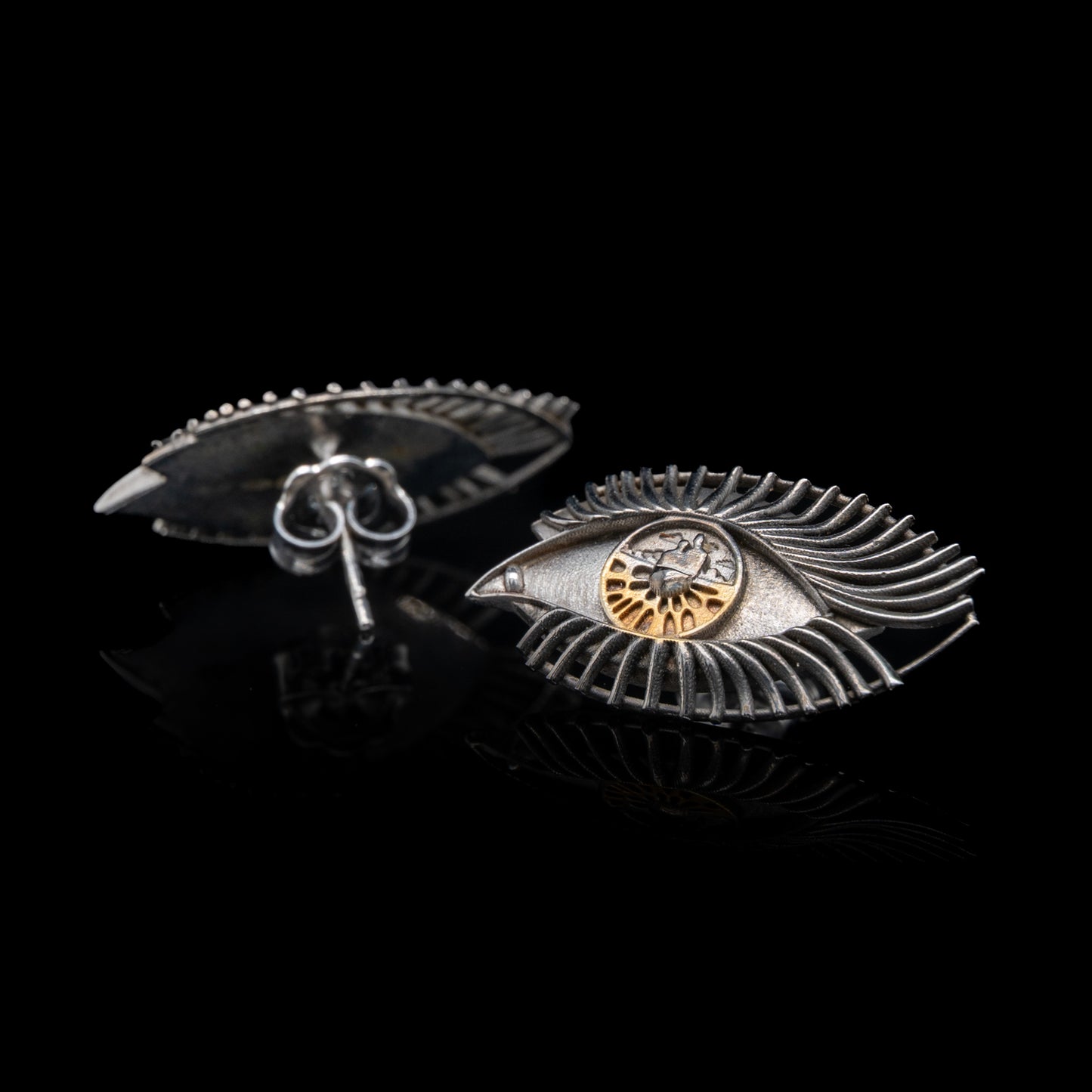 Once In A Lifetime Eye Stud Earrings with Gold Iris