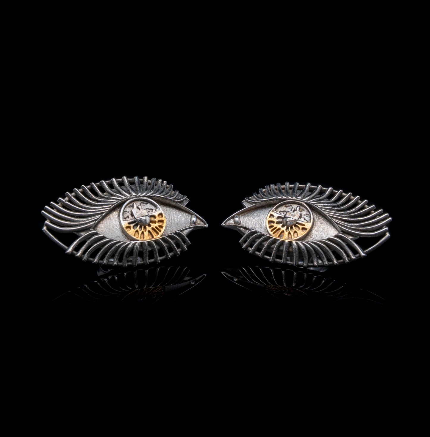 Once In A Lifetime Eye Stud Earrings with Gold Iris