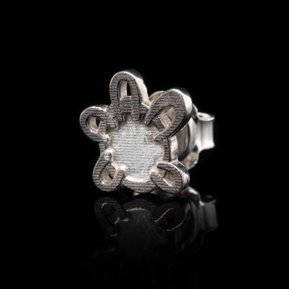 Single Everyman Hands Stud in Silver & Black Rhodium