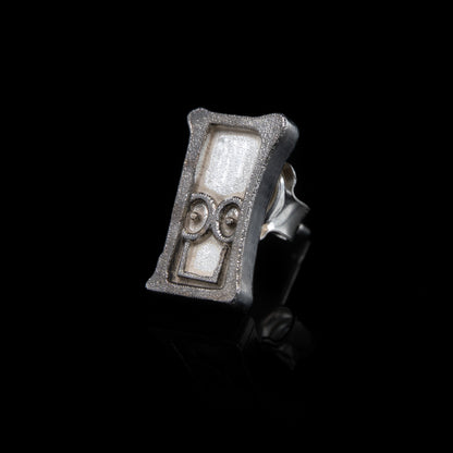 Single Everyman Smile Stud in Silver & Black Rhodium