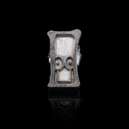 Single Everyman Smile Stud in Silver & Black Rhodium
