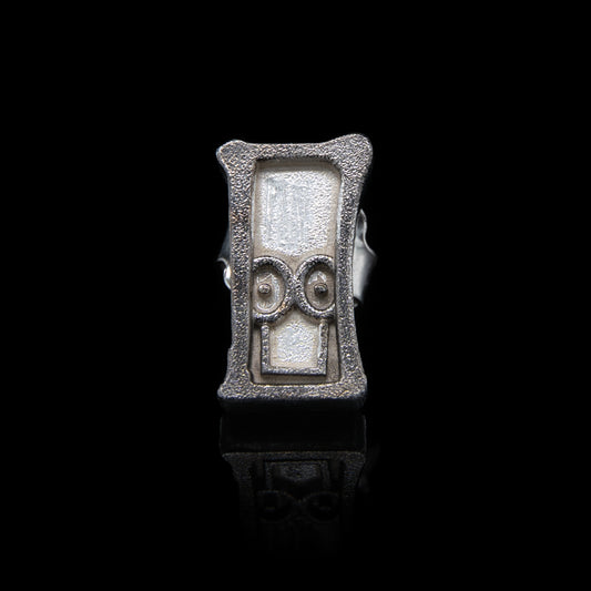 Single Everyman Smile Stud in Silver & Black Rhodium