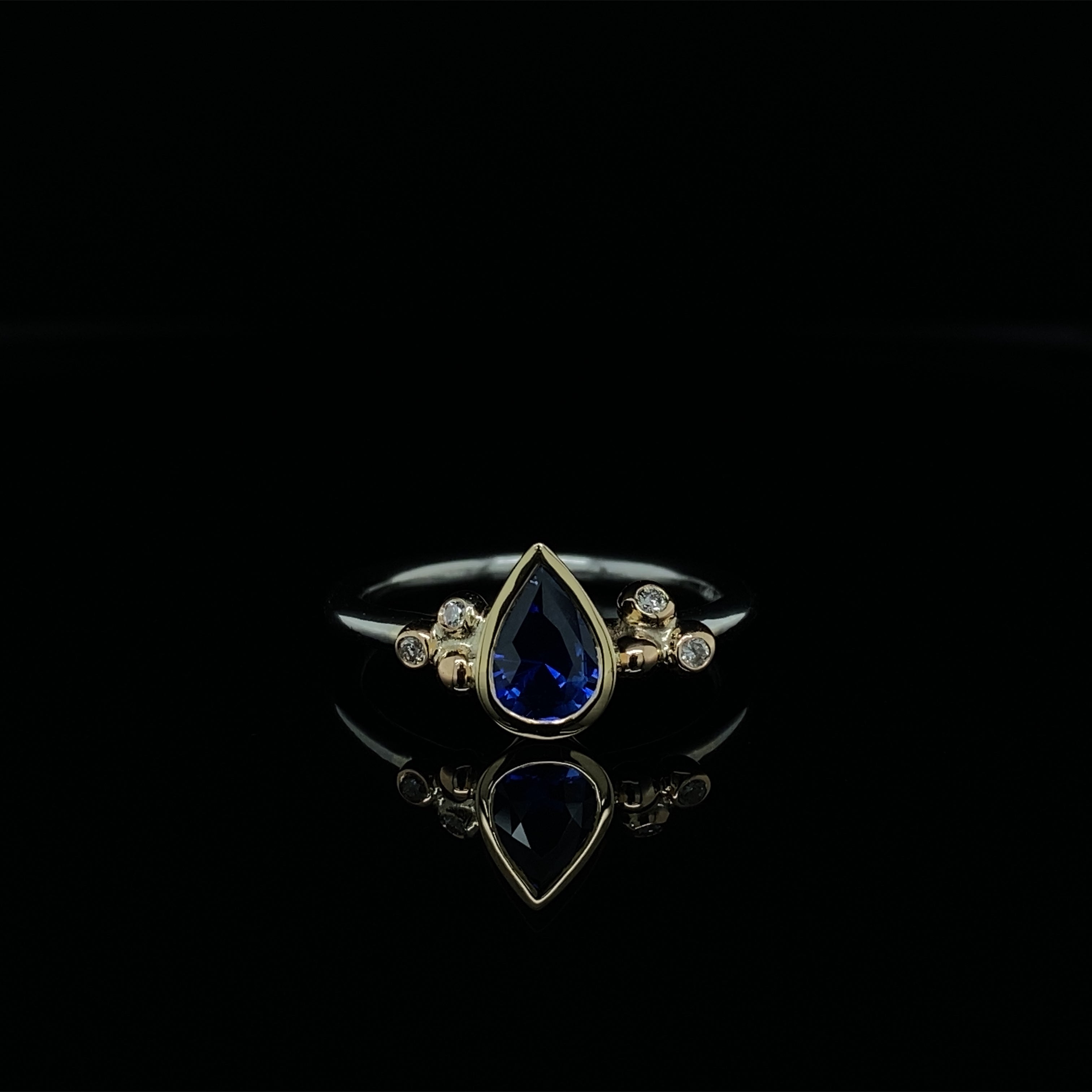 Deep Blue Sapphire & Diamond Ring