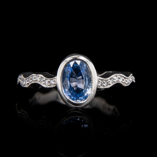 Platinum with Blue Sapphire Ring