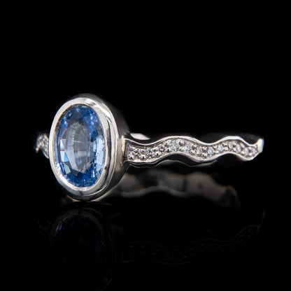Platinum with Blue Sapphire Ring