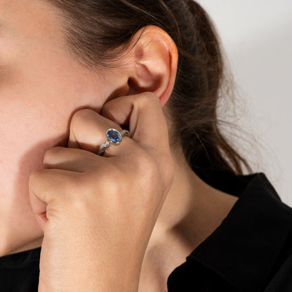 Platinum with Blue Sapphire Ring