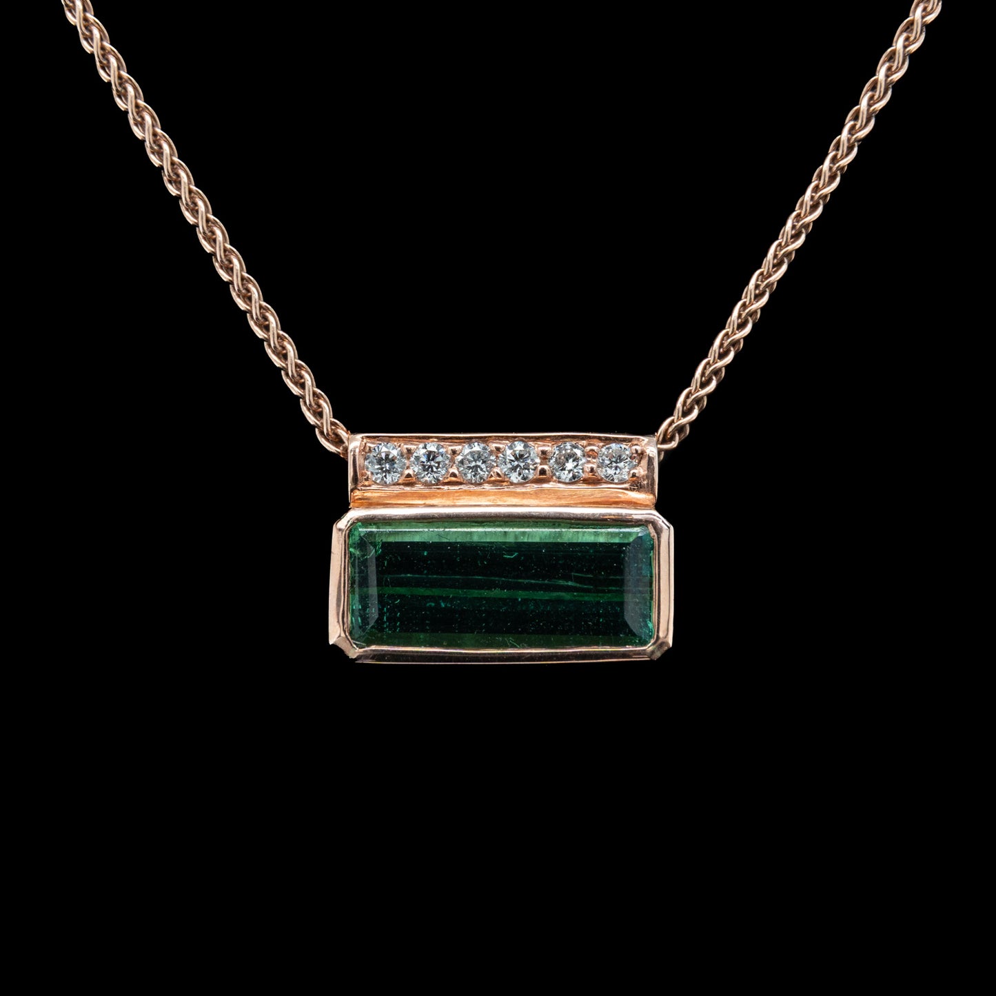 Green Tourmaline & Diamond Pendant