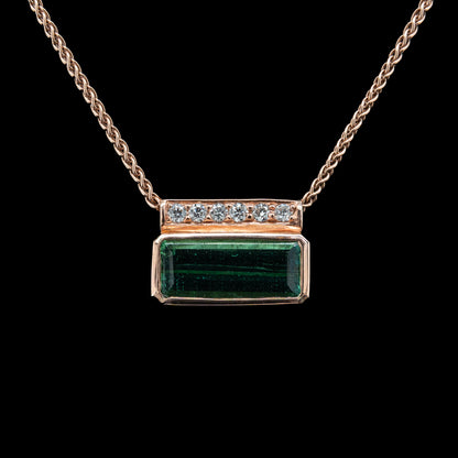 Green Tourmaline & Diamond Pendant