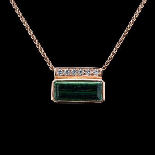Green Tourmaline & Diamond Pendant