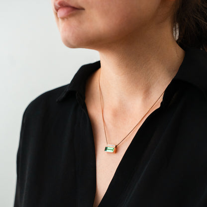 Green Tourmaline & Diamond Pendant