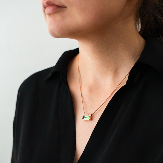 Green Tourmaline & Diamond Pendant