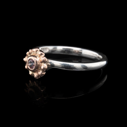 Bubble Cog Ring with Pink Sapphires