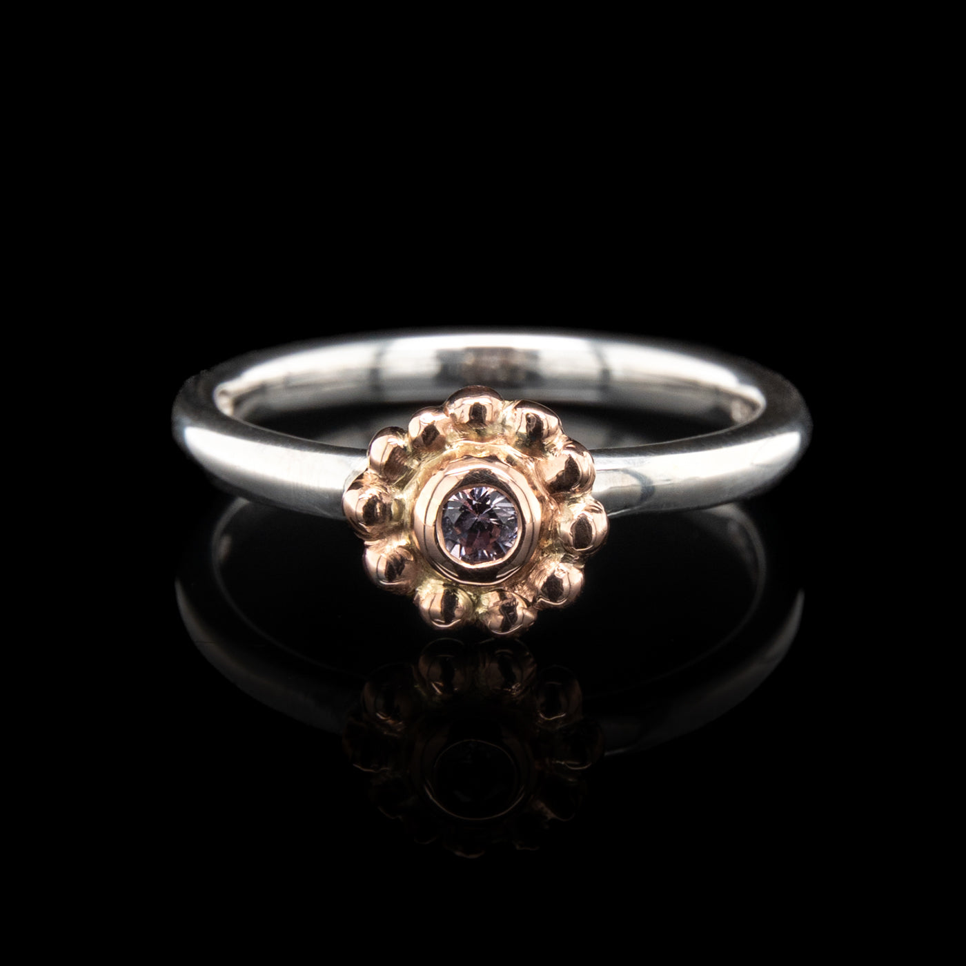 Bubble Cog Ring with Pink Sapphires