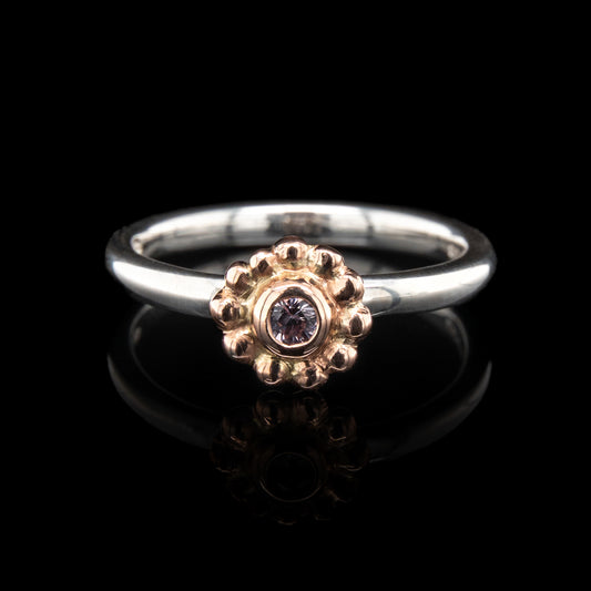 Bubble Cog Ring with Pink Sapphires