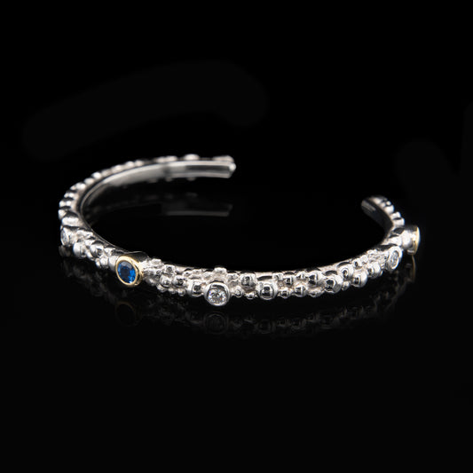 Platinum Sea Spray Bubble Cuff with Sapphires & Diamonds