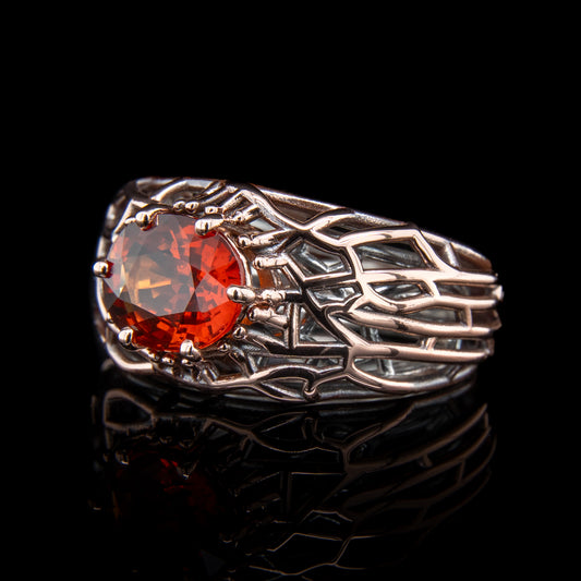 Double Layer Glow Ring with Spessartite Garnet