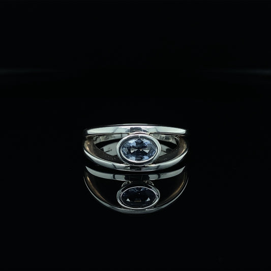 Pale Blue Sapphire Split Band Ring