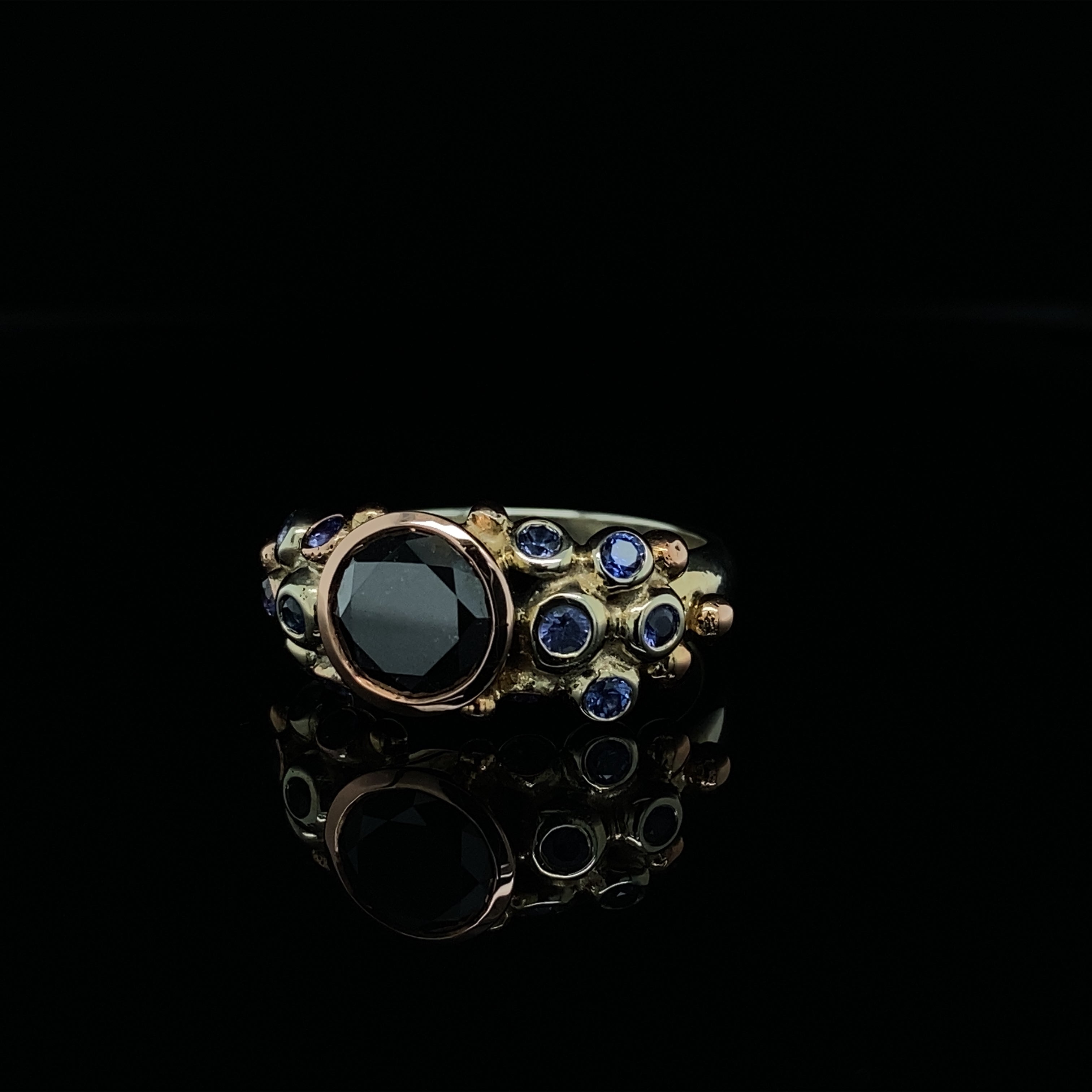Black Diamond & Violet Sapphire Ring