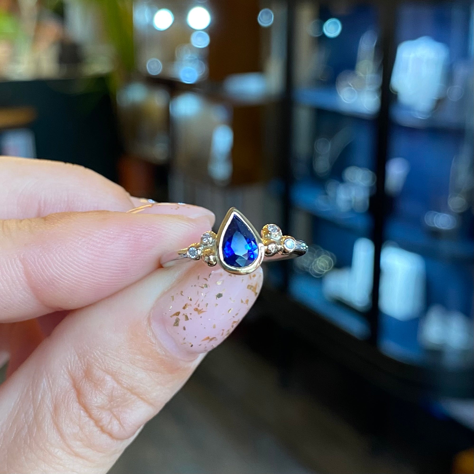 Deep Blue Sapphire & Diamond Ring