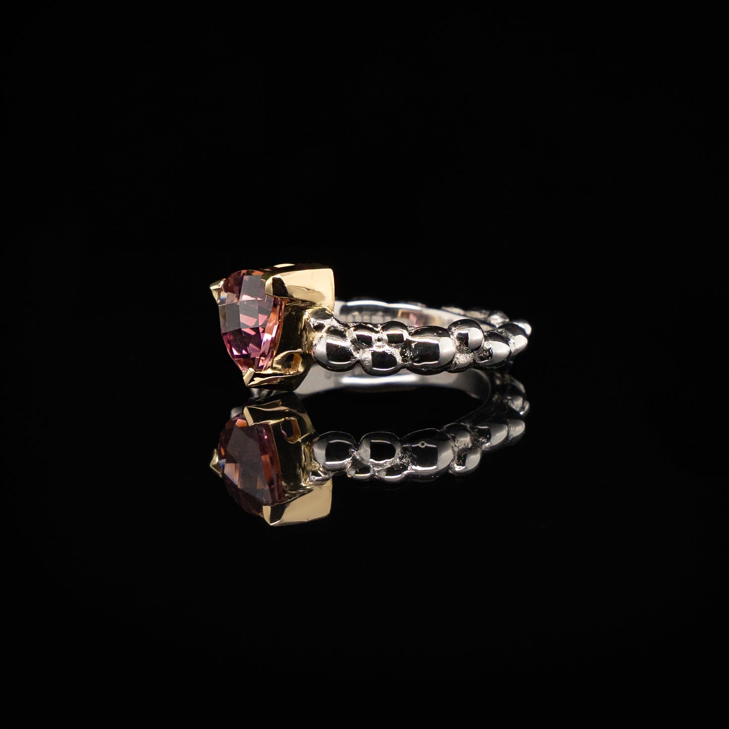 Trillion Cut Pink Tourmaline Ring