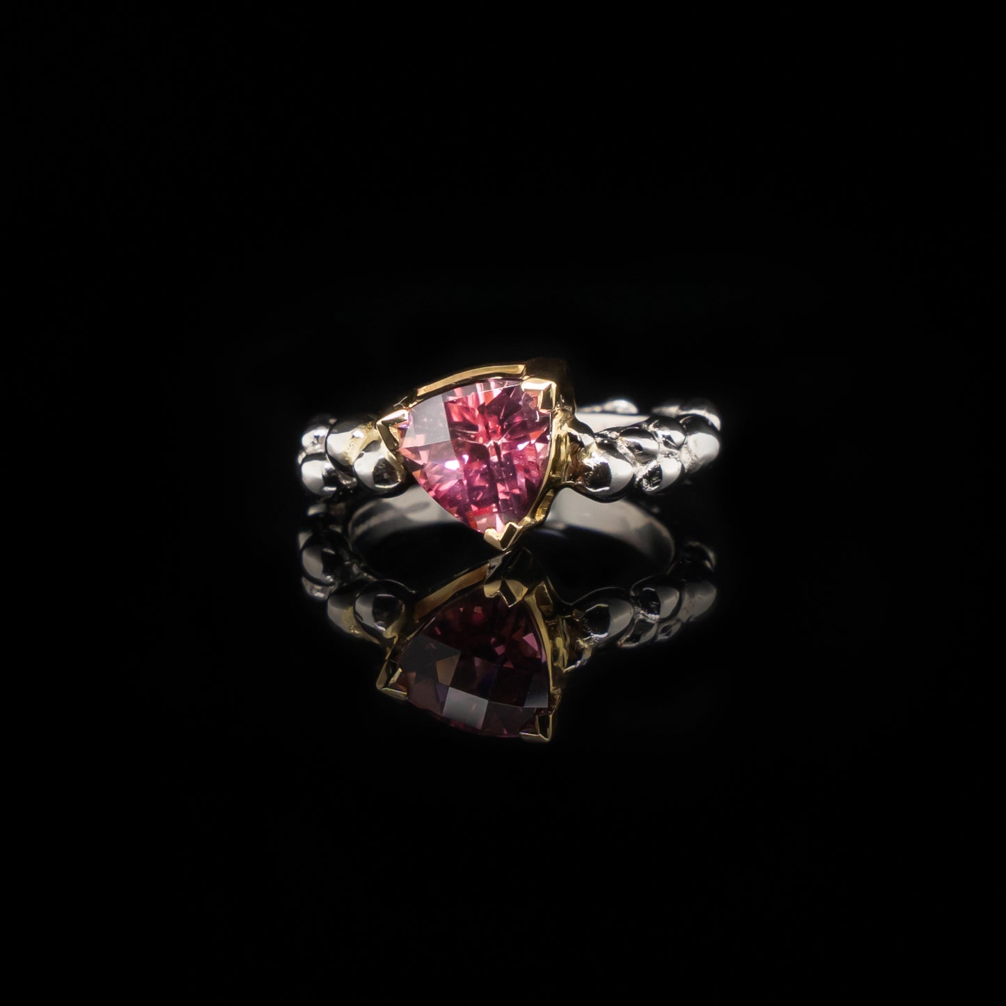 Trillion Cut Pink Tourmaline Ring