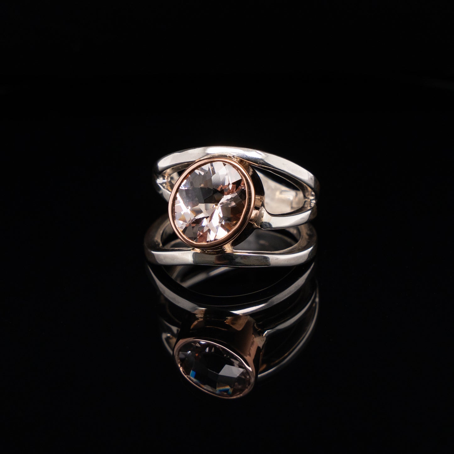 Morganite Triple Spiral Ring