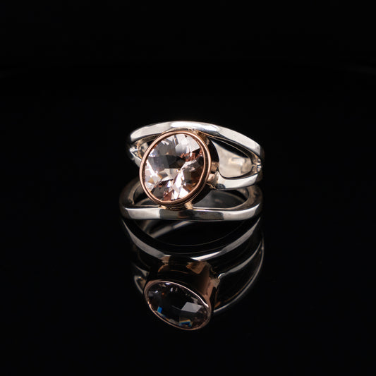 Morganite Triple Spiral Ring