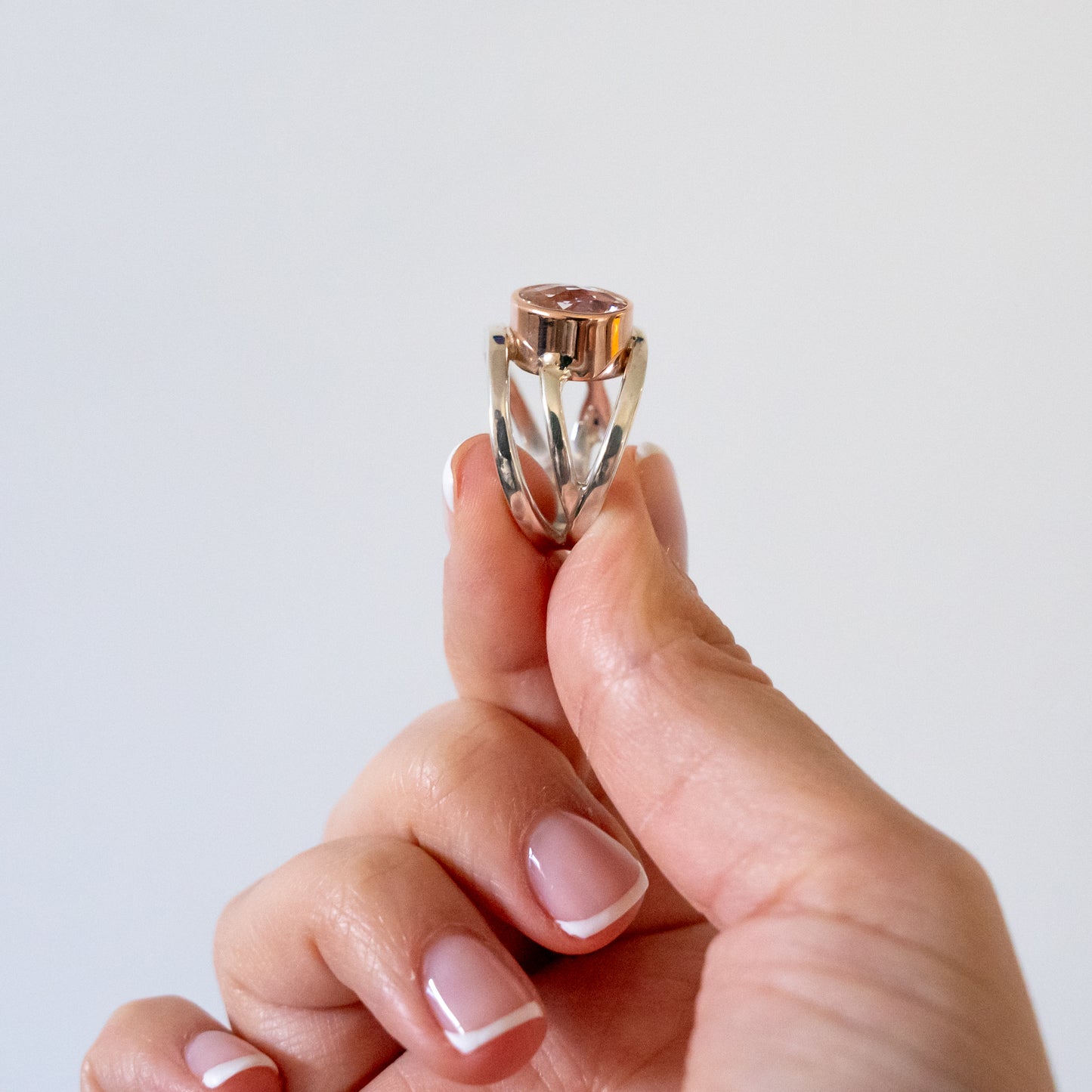 Morganite Triple Spiral Ring