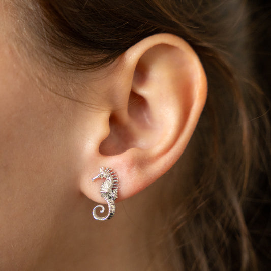 Seahorse Studs in Sterling Silver