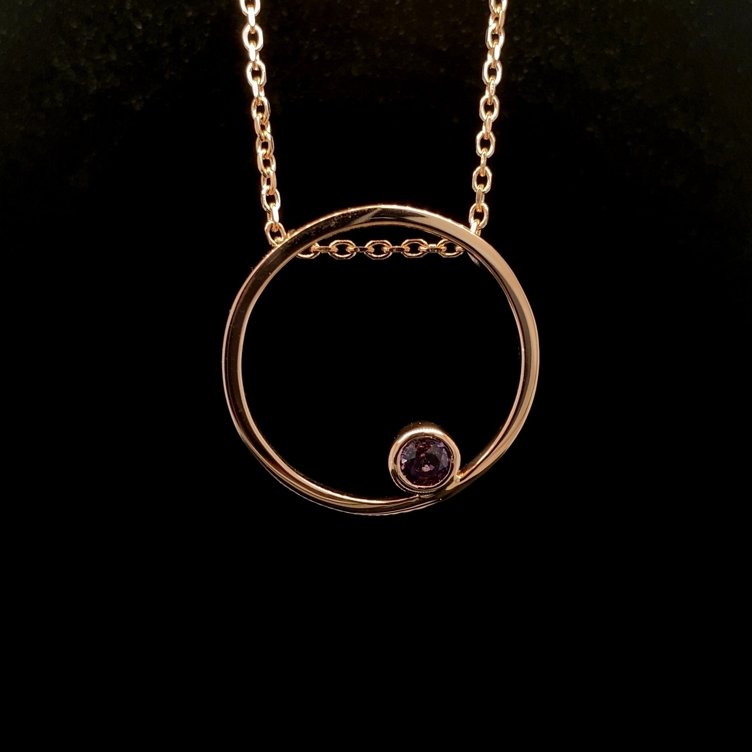 Purple Sapphire Circle Pendant