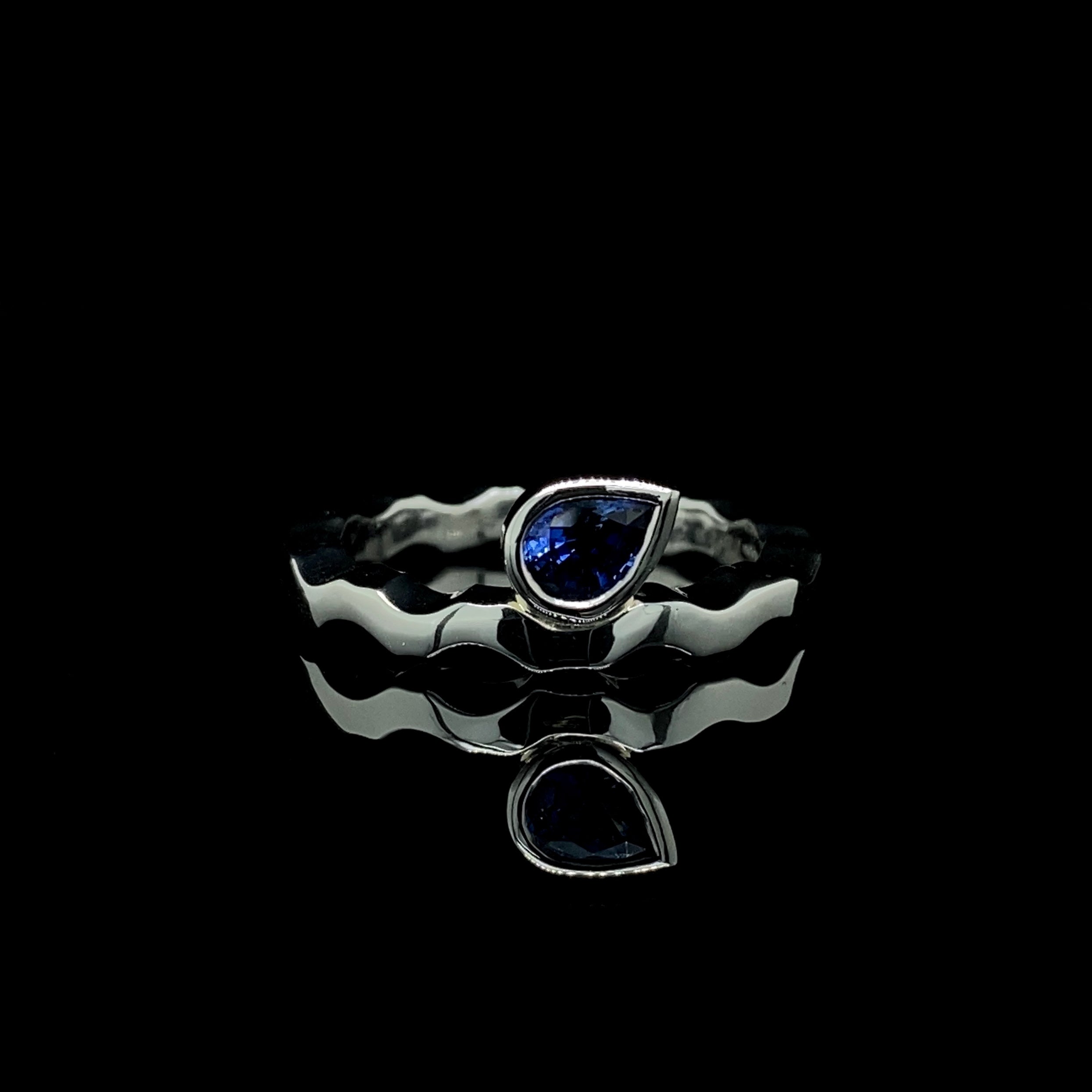 Blue Sapphire Surf Wave Ring